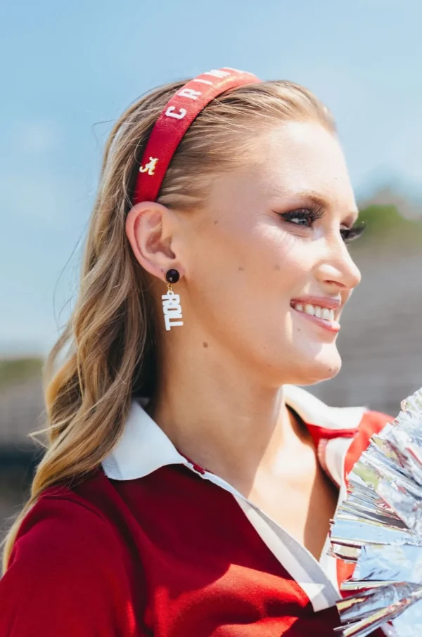 Alabama Mini White ROLL TIDE Earrings-Brianna Cannon Online