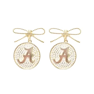 Alabama Pearl Bow Medallion Earrings-Brianna Cannon Outlet