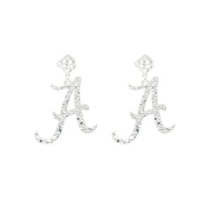 Alabama Silver A Earring with BC Logo-Brianna Cannon Fashion