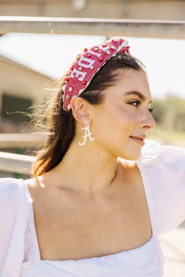 Alabama Silver A Earring with BC Logo-Brianna Cannon Fashion