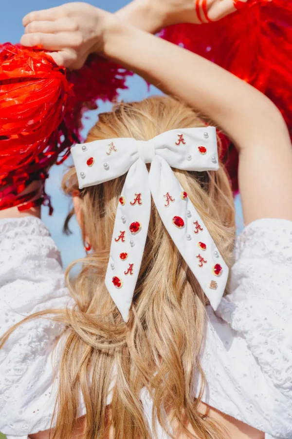 Alabama White Bow Barrette-Brianna Cannon Hot