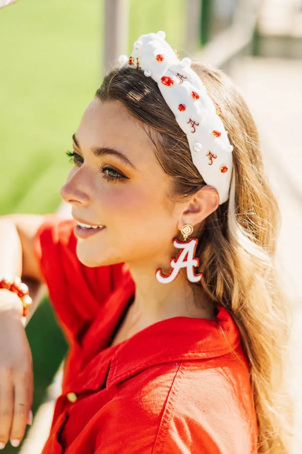 Alabama White Logo Headband-Brianna Cannon Fashion