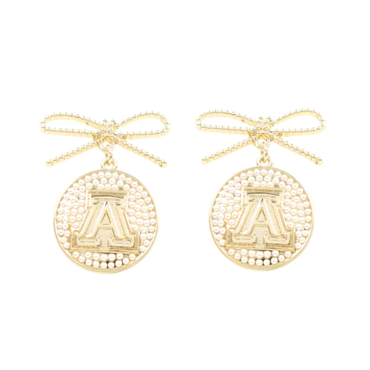 arizona_logo_pearl_medall_0.webp Arizona Logo Pearl Medallion Earring-Brianna Cannon New