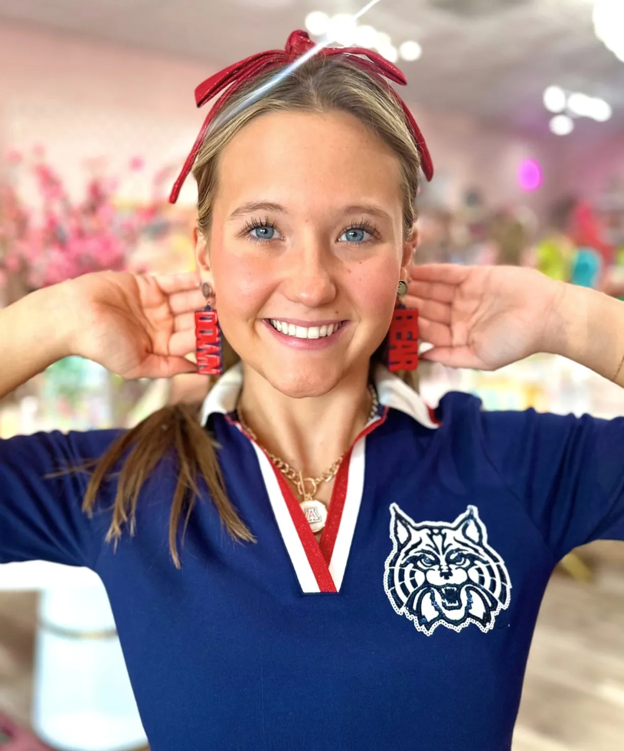 arizona_red_bear_down_ear_3.webp Arizona Red BEAR DOWN Earrings-Brianna Cannon Outlet
