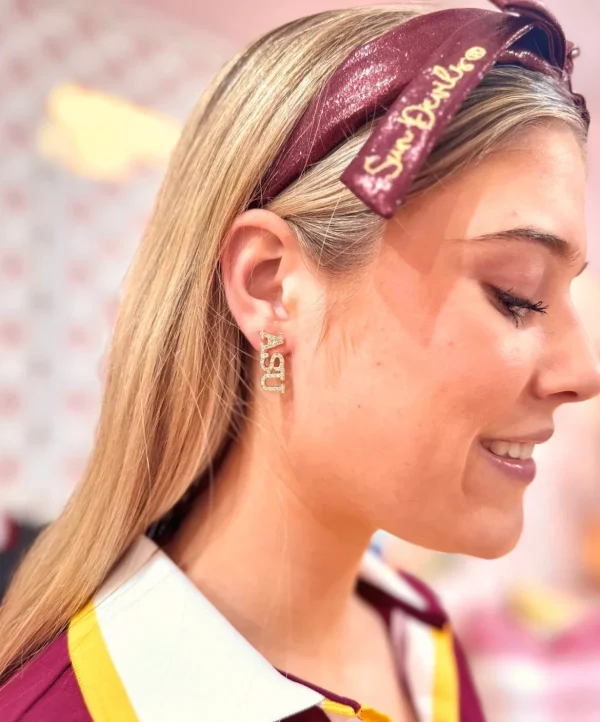 Arizona State ASU Pavé Rhinestone Stud Earrings-Brianna Cannon Online