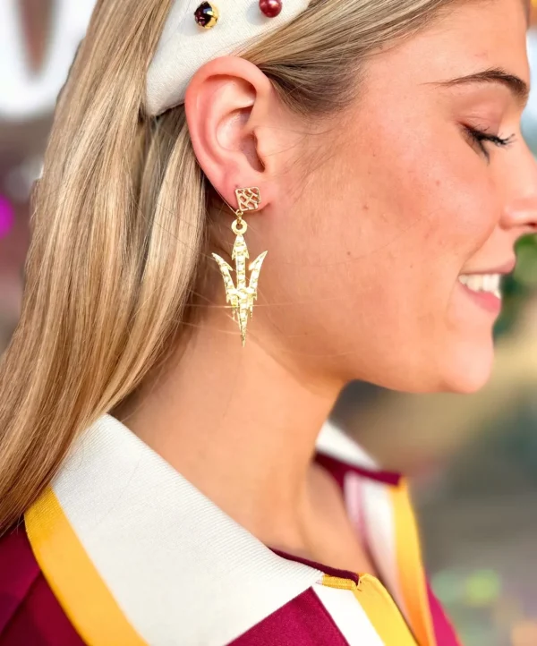 Arizona State Gold Logo Earring with BC Logo-Brianna Cannon Clearance