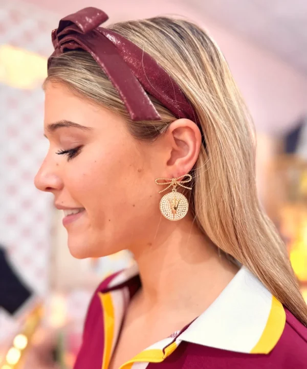 Arizona State Pearl Bow Medallion Earrings-Brianna Cannon New