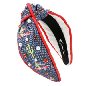 Arizona Vintage Cactus Logo Cross Stitch Navy Headband-Brianna Cannon Hot