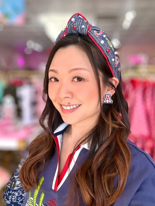 Arizona Vintage Cactus Logo Cross Stitch Navy Headband-Brianna Cannon Hot