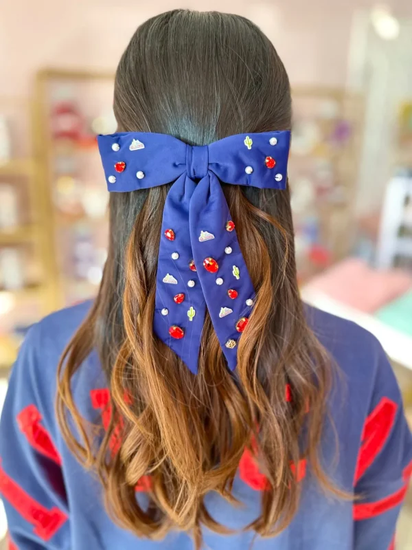 Arizona Vintage Cactus Logo Navy Bow Barrette-Brianna Cannon Best