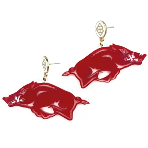 Arkansas Cardinal Red Running Razorback Earrings-Brianna Cannon Online