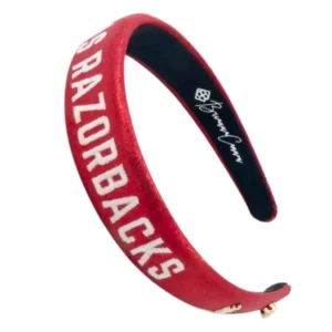 Arkansas Cardinal Red Thin Embroidered Headband-Brianna Cannon Clearance