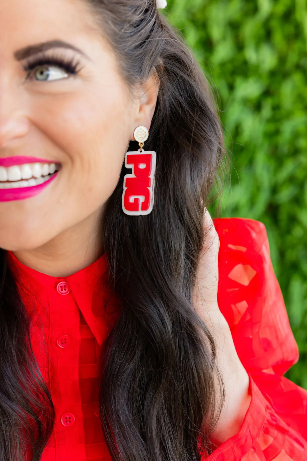 arkansas_cardinal_red_woo_3.webp Arkansas Cardinal Red WOOO PIG Earrings-Brianna Cannon Discount