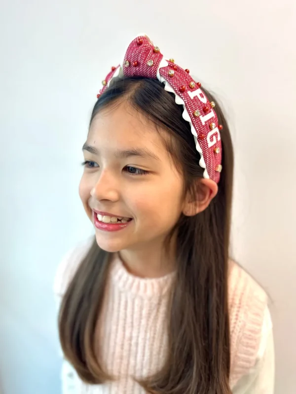 Arkansas Child Size WOOO PIG Cross Stitch Headband-Brianna Cannon Fashion