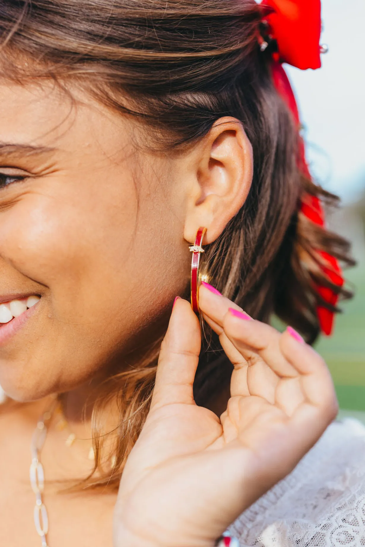arkansas_logo_hoop_earrin_1.webp Arkansas Logo Hoop Earrings-Brianna Cannon Clearance