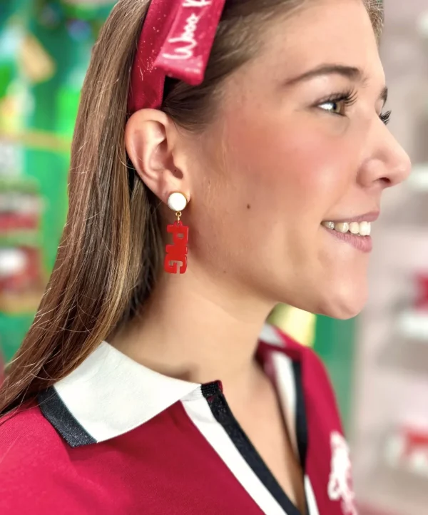 Arkansas Mini Cardinal Red WOOO PIG Earrings-Brianna Cannon Sale
