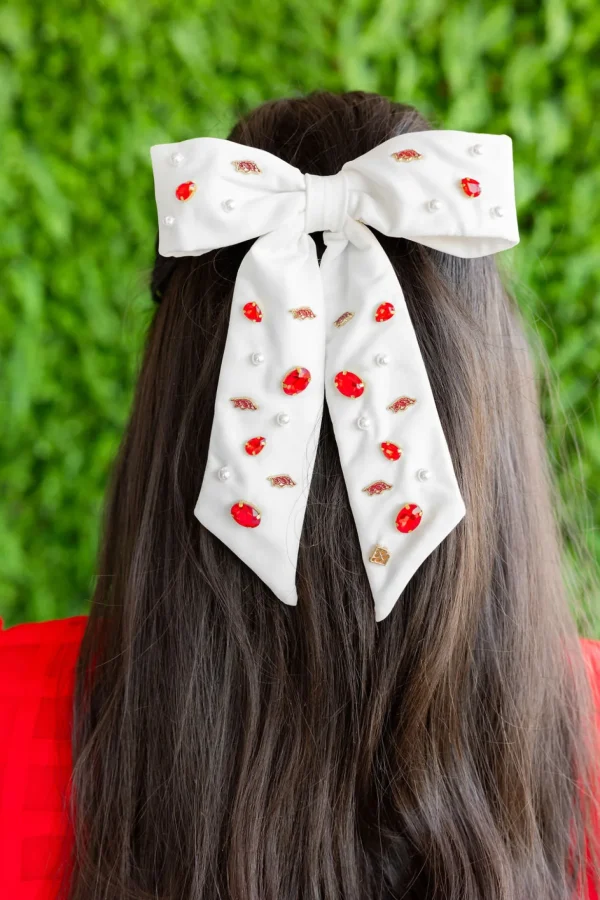 Arkansas White Bow Barrette-Brianna Cannon Clearance