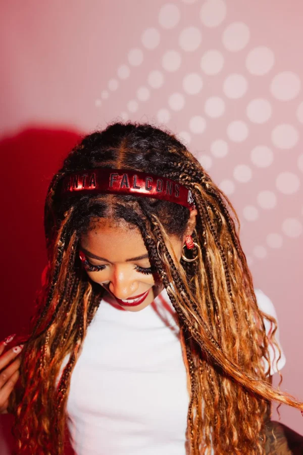 Atlanta Falcons Thin Embroidered Headband-Brianna Cannon Fashion