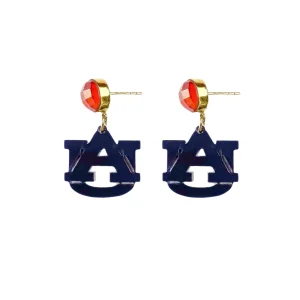 Auburn Mini Navy AU Logo Earrings-Brianna Cannon New