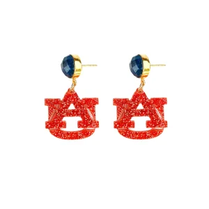 Auburn Mini Orange Glitter AU Logo Earrings-Brianna Cannon Sale