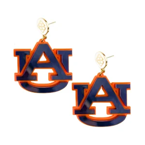 Auburn Navy & Orange AU Logo Earrings-Brianna Cannon Online