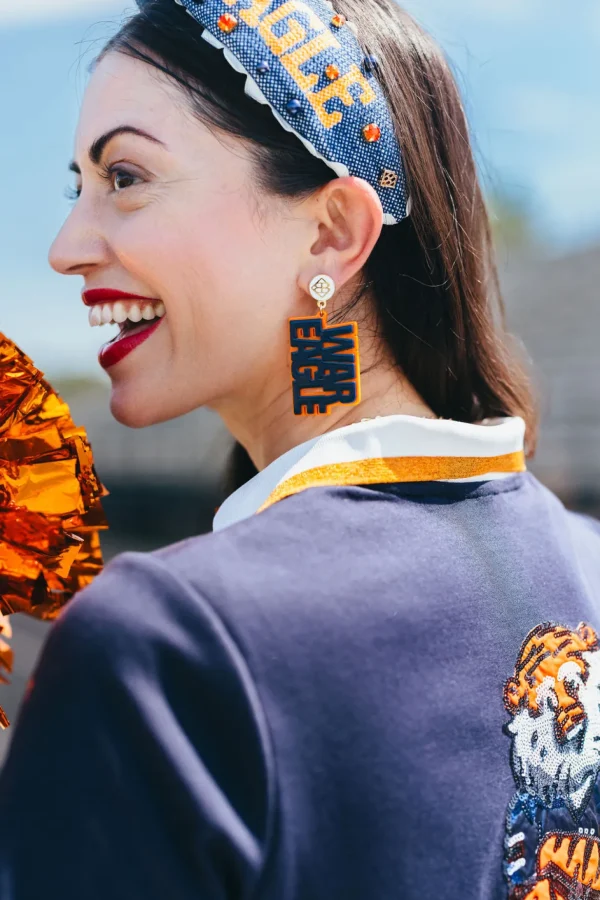 Auburn Navy & Orange WAR EAGLE Earrings-Brianna Cannon Best