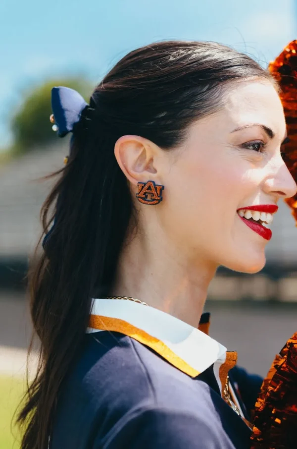 Auburn Orange Glitter & Navy AU Logo Studs-Brianna Cannon Best