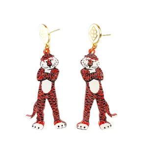 Auburn Orange Glitter Aubie Earrings-Brianna Cannon Best