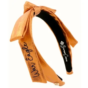 Auburn Orange Thin Embroidered Ribbon Bow Headband-Brianna Cannon New