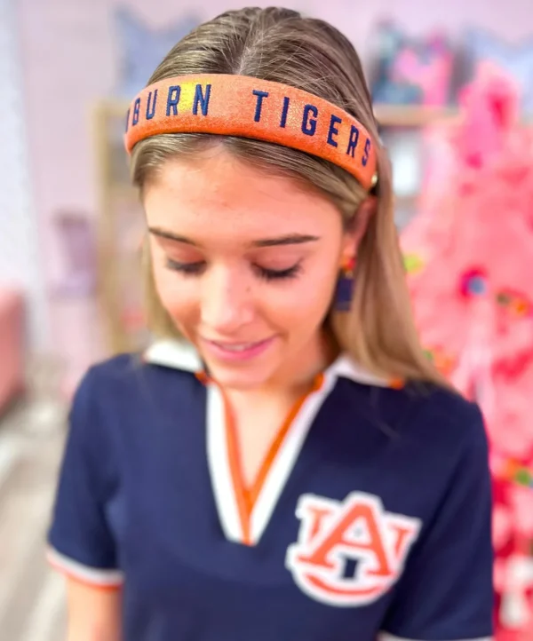 Auburn Orange Thin Embroidered Headband-Brianna Cannon Online