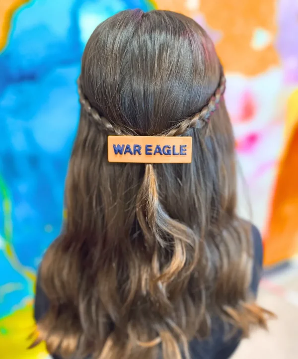 Auburn Orange WAR EAGLE Rectangle Barrette Clip-Brianna Cannon Clearance