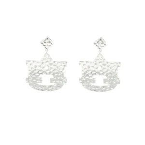 Auburn Silver Logo Earring with BC Logo-Brianna Cannon Clearance