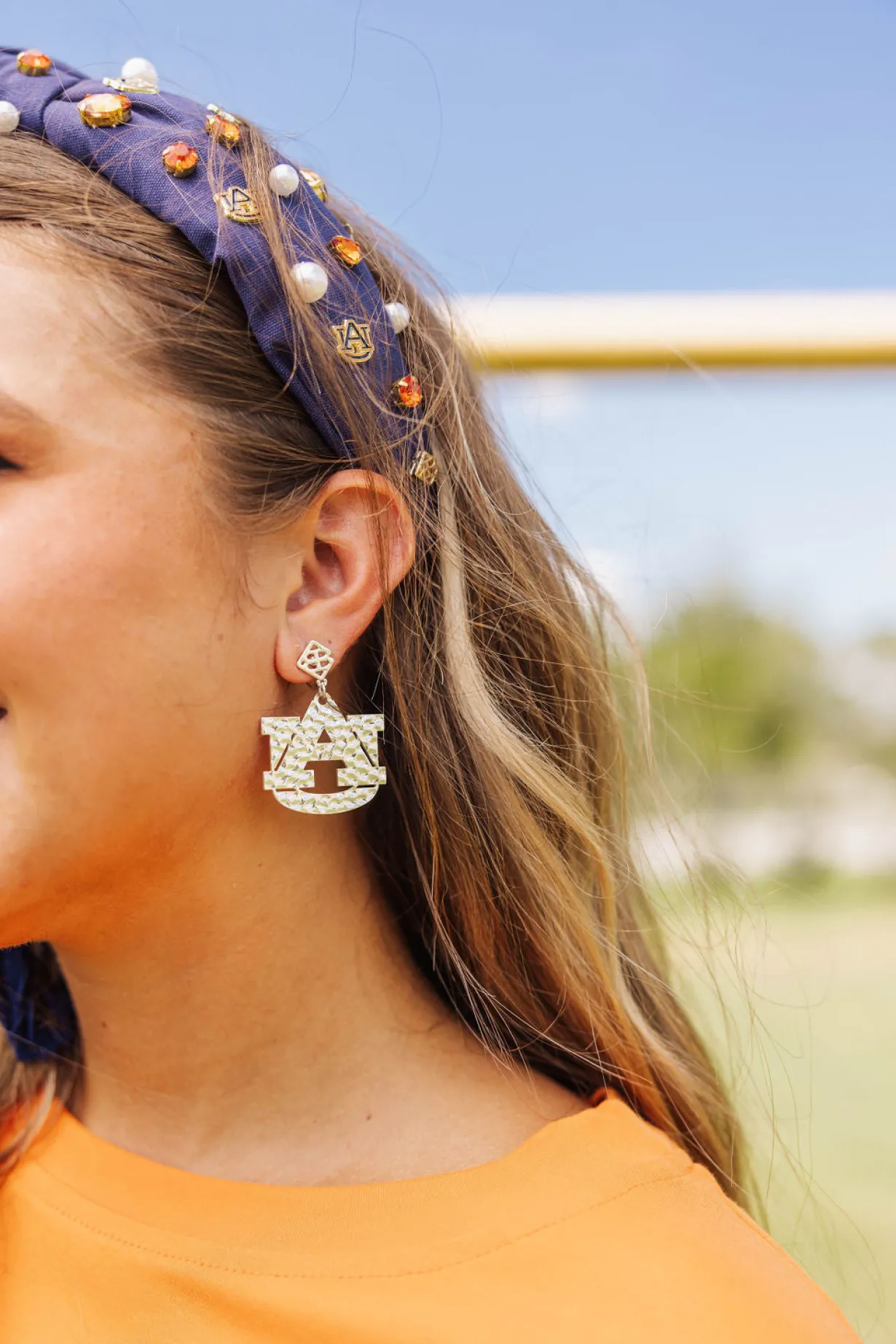 auburn_silver_logo_earrin_1.webp Auburn Silver Logo Earring with BC Logo-Brianna Cannon Clearance