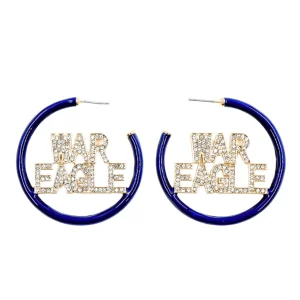 Auburn WAR EAGLE Navy Pavé Hoop Earrings-Brianna Cannon Best