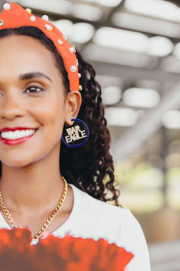 Auburn WAR EAGLE Navy Pavé Hoop Earrings-Brianna Cannon Best