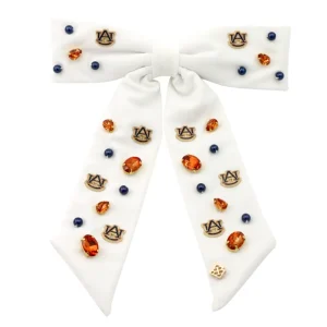 Auburn White Bow Barrette-Brianna Cannon Online