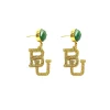 Baylor Mini Gold Glitter Logo Earrings-Brianna Cannon Hot