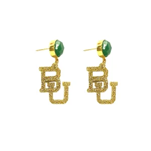 Baylor Mini Gold Glitter Logo Earrings-Brianna Cannon Hot