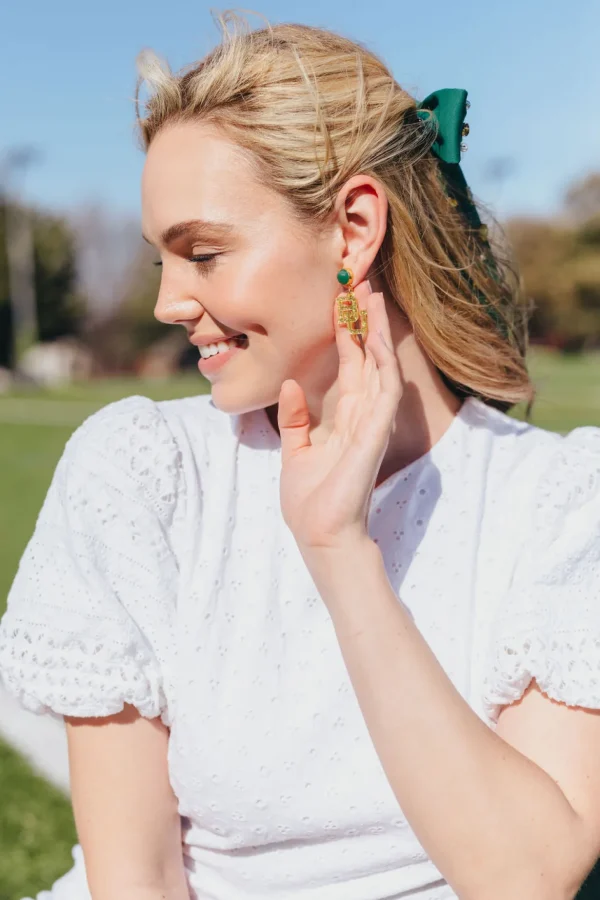 Baylor Mini Gold Glitter Logo Earrings-Brianna Cannon Hot