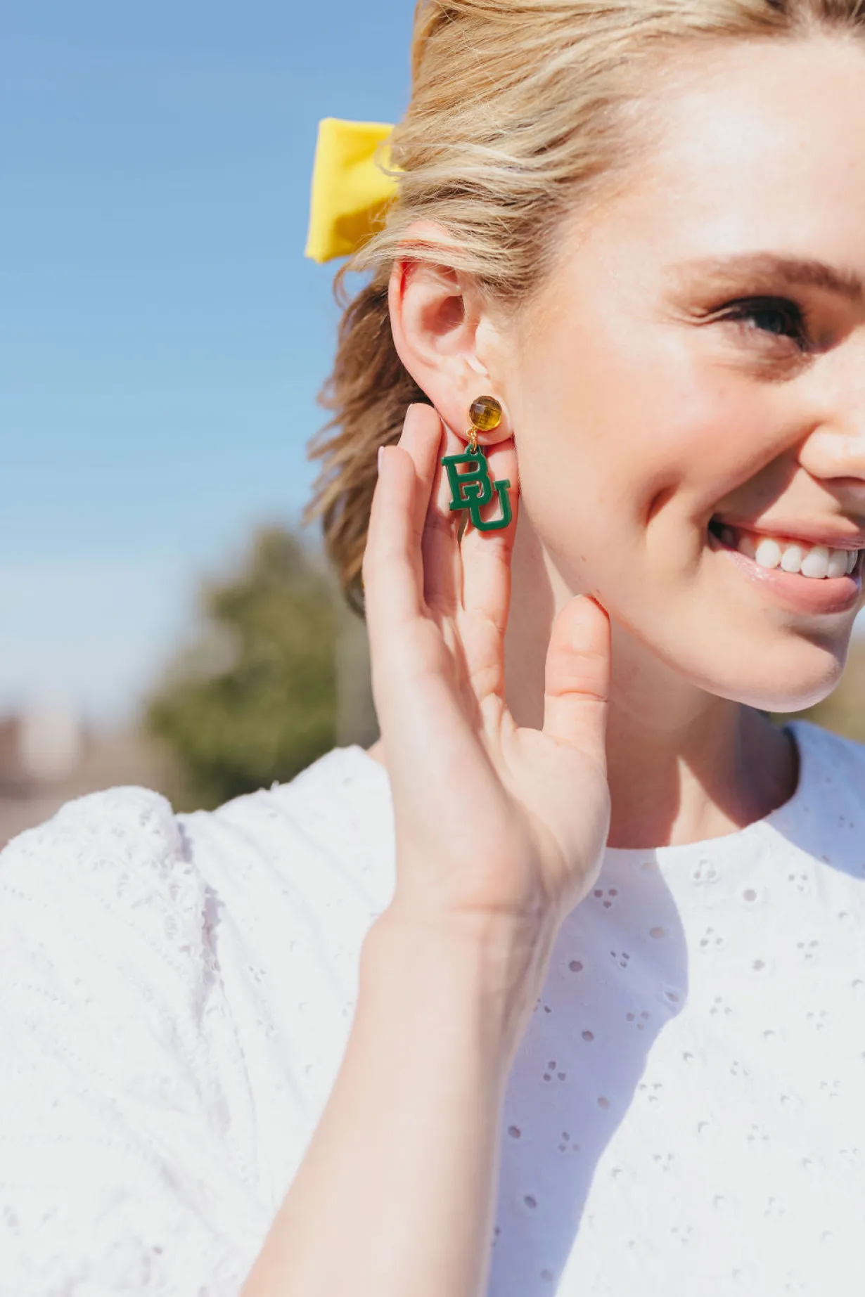 baylor_mini_green_logo_ea_1.webp Baylor Mini Green Logo Earrings-Brianna Cannon Discount