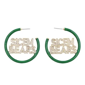 Baylor SIC'EM BEARS Green Pavé Hoop Earrings-Brianna Cannon Hot