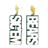 Baylor White and Green Glitter Sic'Em Bears Earrings-Brianna Cannon New