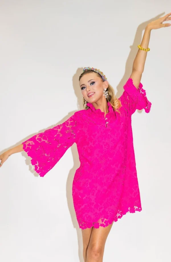 BC Caftan - Pink Azalea Lace Dress-Brianna Cannon Sale