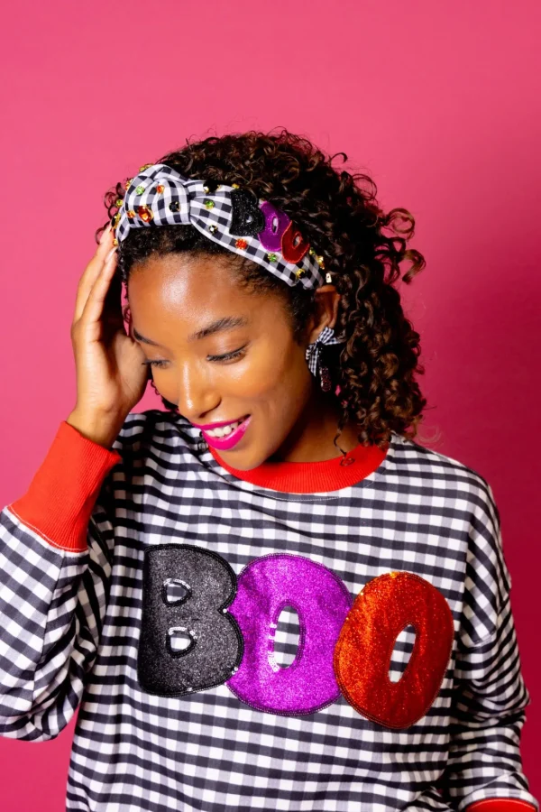 BC Gingham BOO Sweatshirt-Brianna Cannon Clearance