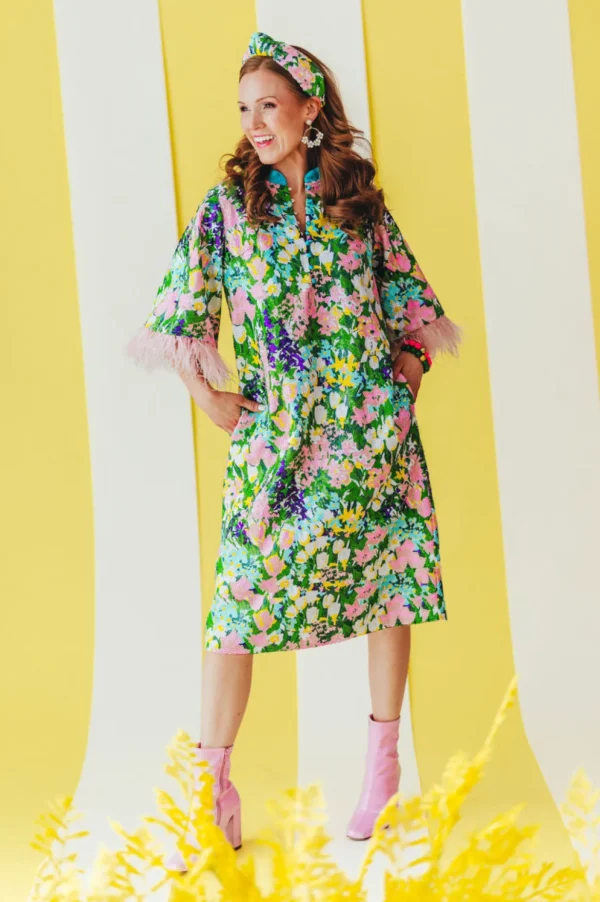 BC Midi Caftan - Sparkling Blossoms PRE-ORDER (Est. Ship 3/18)-Brianna Cannon Outlet