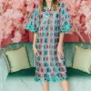 BC Midi Caftan - Turquoise Mosaic PRE-ORDER (Est. Ship 3/18)-Brianna Cannon Clearance