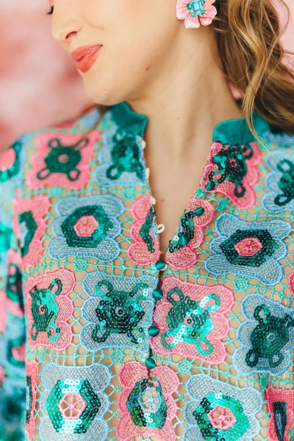 BC Midi Caftan - Turquoise Mosaic PRE-ORDER (Est. Ship 3/18)-Brianna Cannon Clearance