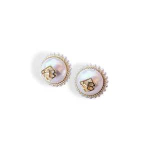 BC Pearl Button Logo Studs-Brianna Cannon Discount