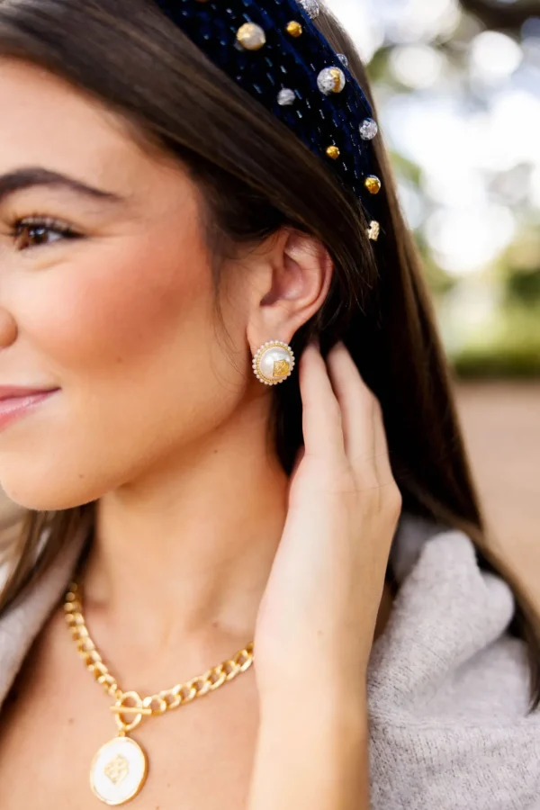 BC Pearl Button Logo Studs-Brianna Cannon Discount