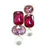 BC x Stylin Brunette - Maroon and Blush Jewel & Pearl Earrings-Brianna Cannon Outlet